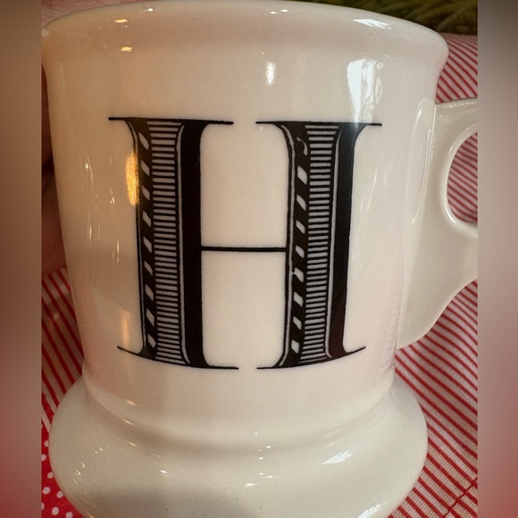 Anthropologie Bistro Tile Margot Black & White Monogram Coffee Mug - Picture 5 of 5